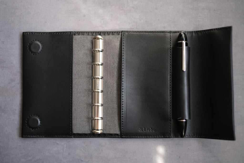 System notebook for carrying your favorite pen, M6 size, 13mm ring, Tochigi leather, made in Japan