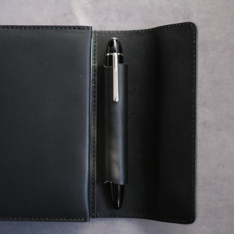 Notebook cover for carrying a pen, A6 size, Tochigi leather, made in Japan
