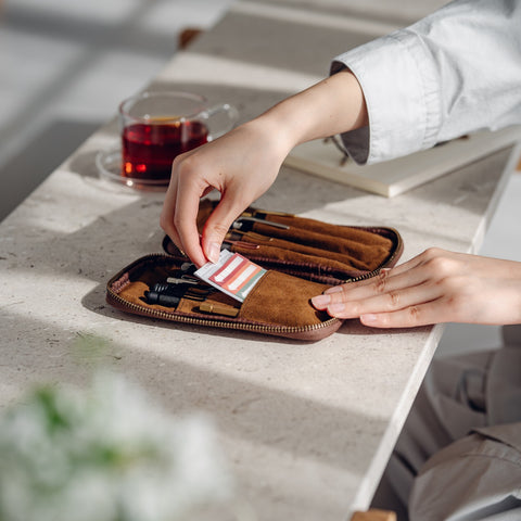 4-Slot Zipper Pen Case [Tochigi Leather]