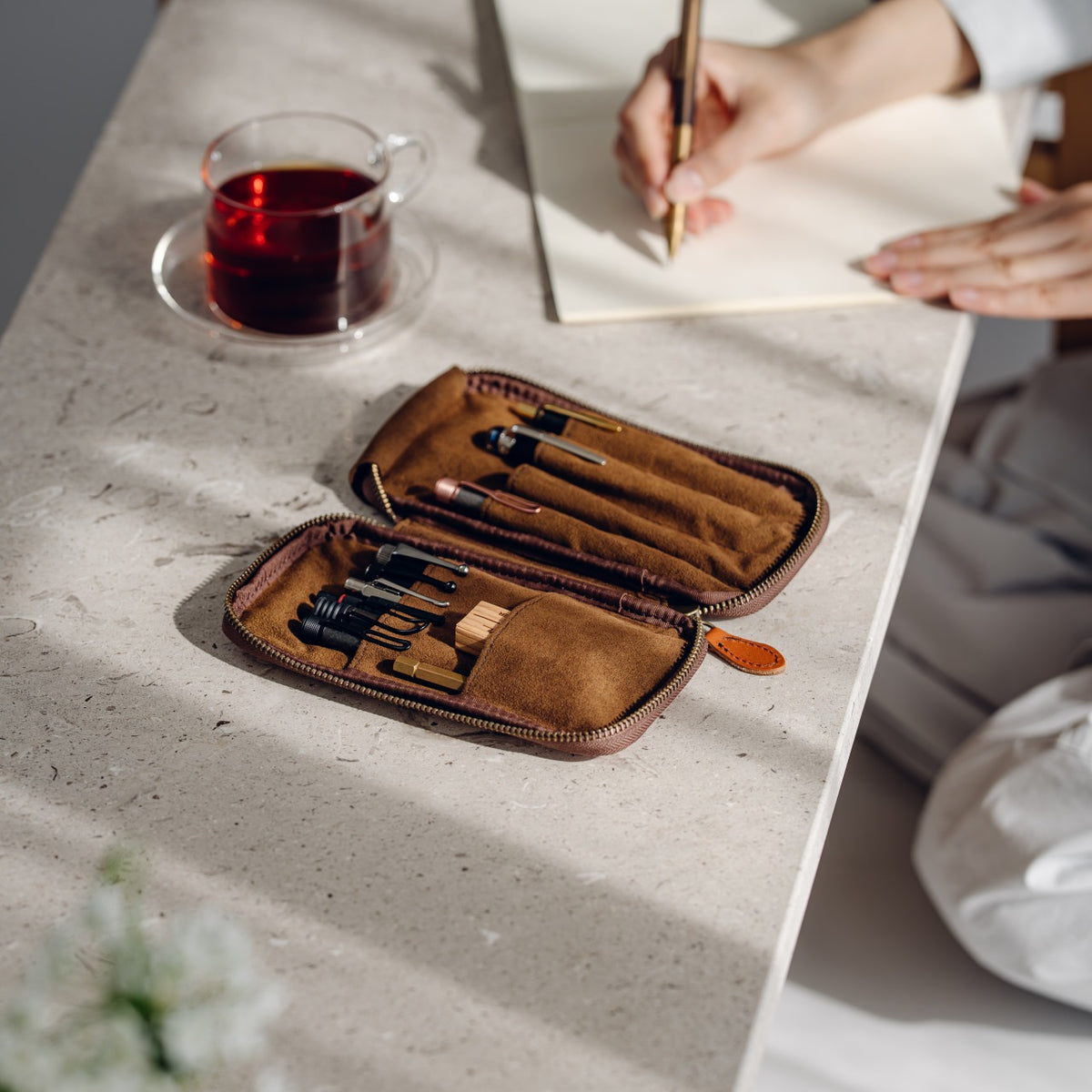4-Slot Zipper Pen Case [Tochigi Leather]
