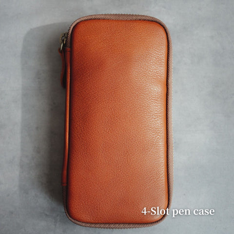 【3月中旬から下旬再販予定】【ペブルヌメ】4本差しジップペンケース