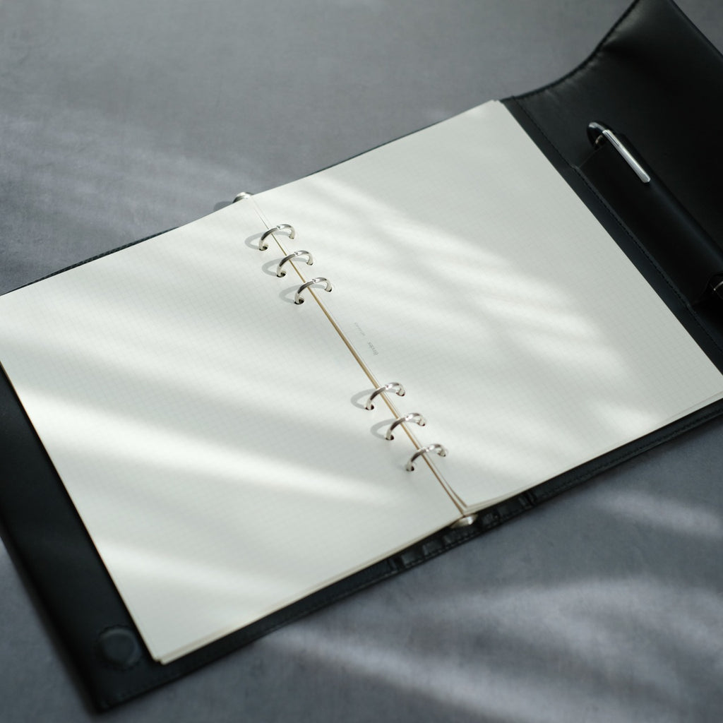 A5 Size System Notebook with Pen Holder, 16mm Rings, Tochigi Leather
