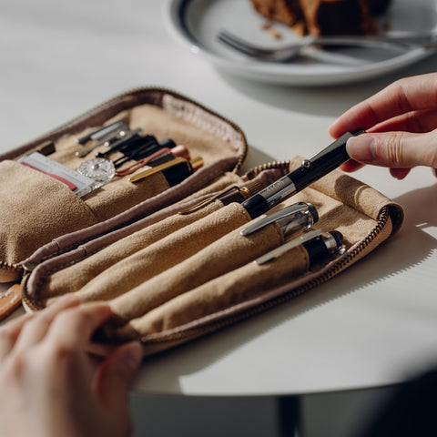 4-Slot Zipper Pen Case [Tochigi Leather]
