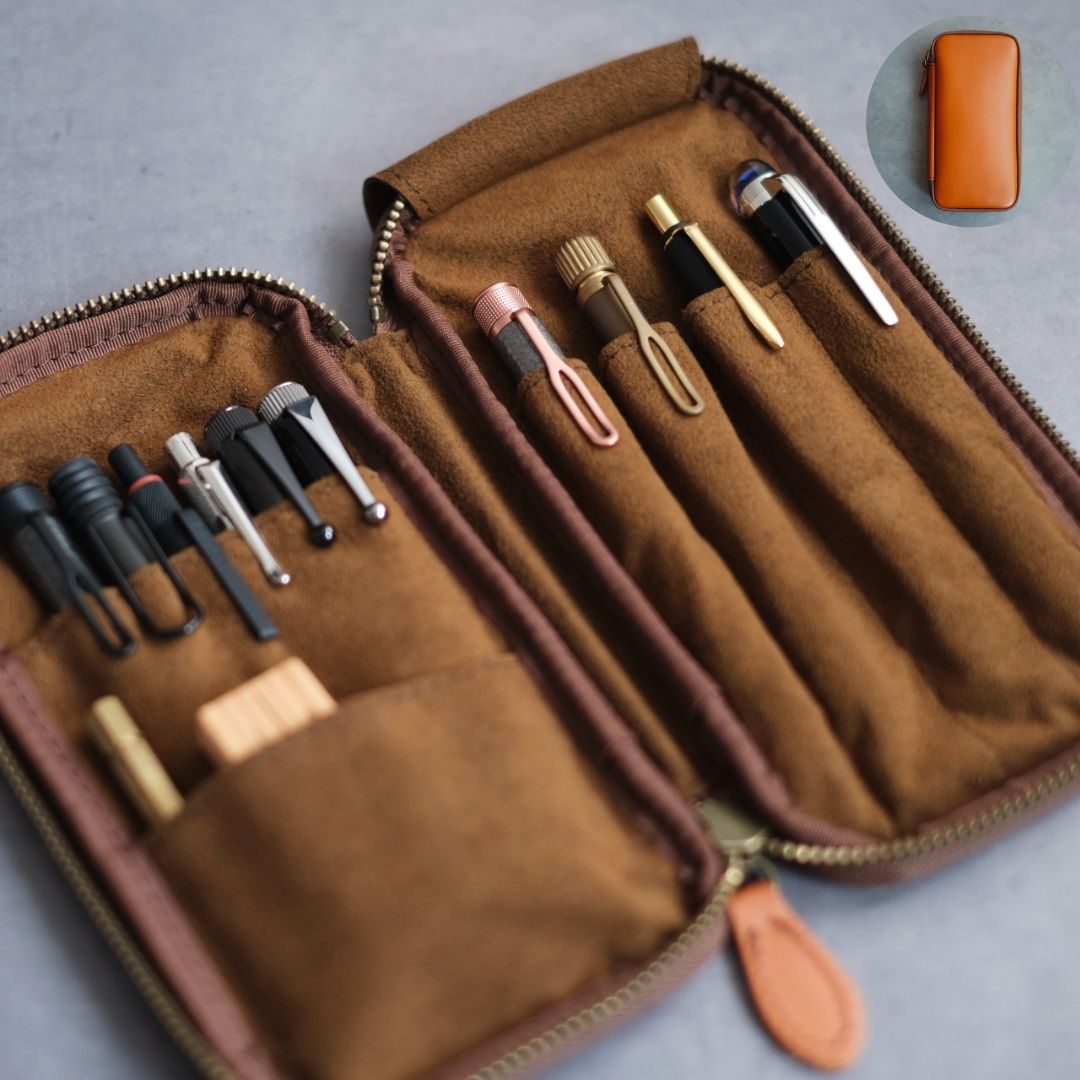 4-Slot Zipper Pen Case [Tochigi Leather]
