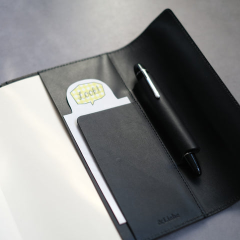 Notebook cover for carrying around a pen, A5 size, Tochigi leather, made in Japan 