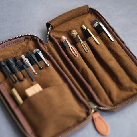 【3月中旬から下旬再販予定】【ペブルヌメ】4本差しジップペンケース