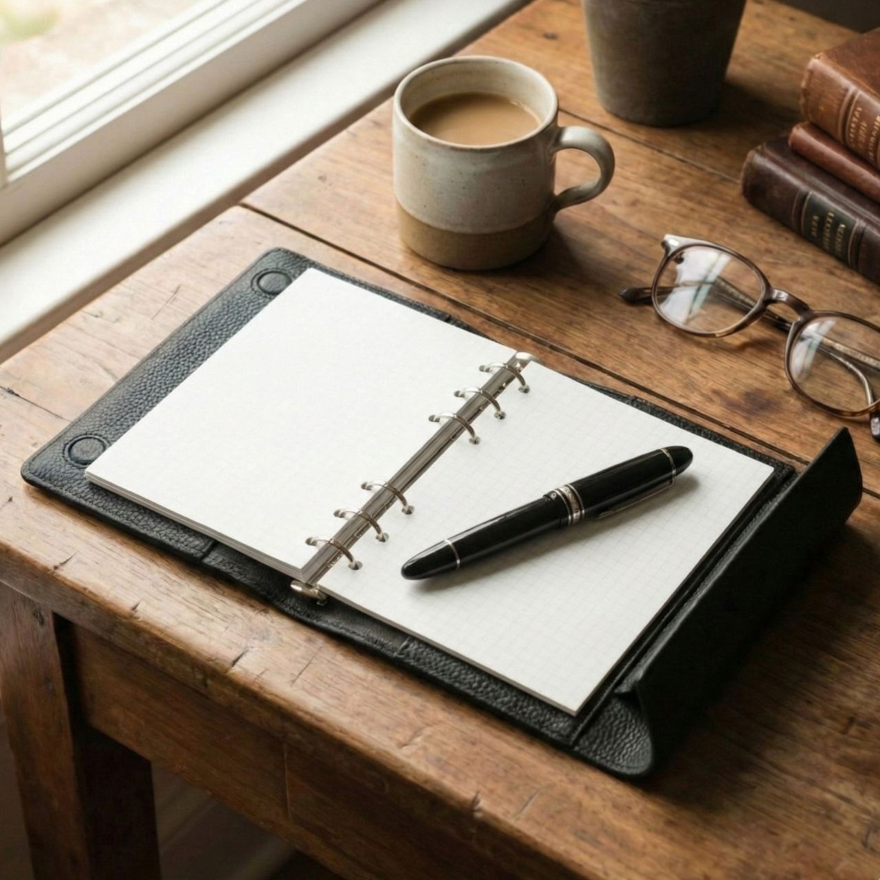 【ペブルヌメ】ペンを持ち歩くシステム手帳　A5サイズ　16mmリング　